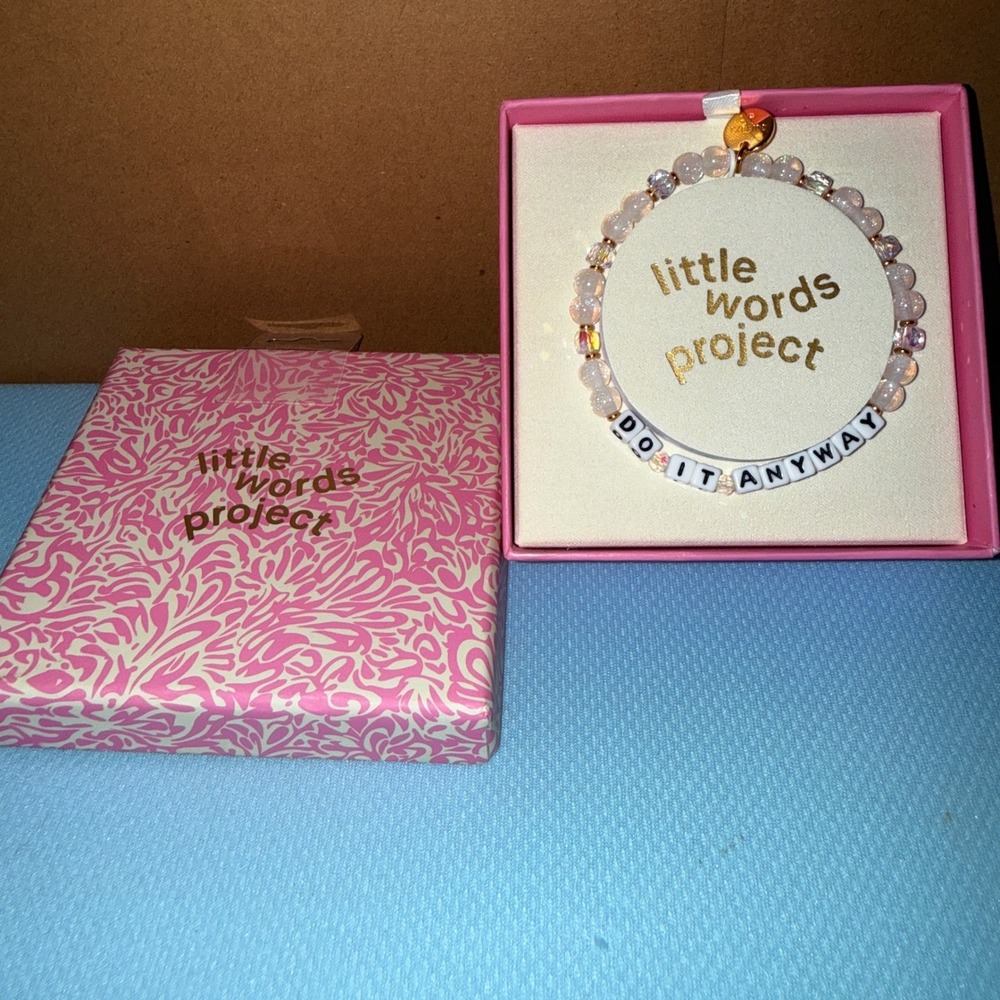 Little Words Project Bracelet "DO IT ANYWAY" Iridescent Beaded Boxed